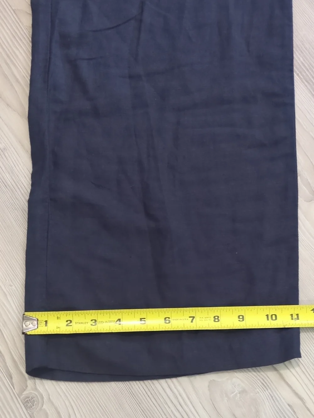 H&M Linen Blend Wide Leg Pull On Pants Blue Medium Elastic Waist Pockets